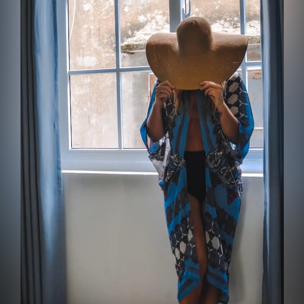 ***Blue*** Nomad by Elroy Sheer Silk Kimono / Bathing Suit Cover